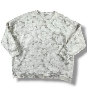 Athleta Balance Printed Pullover Sweatshirt Floral Grey White Size 1X